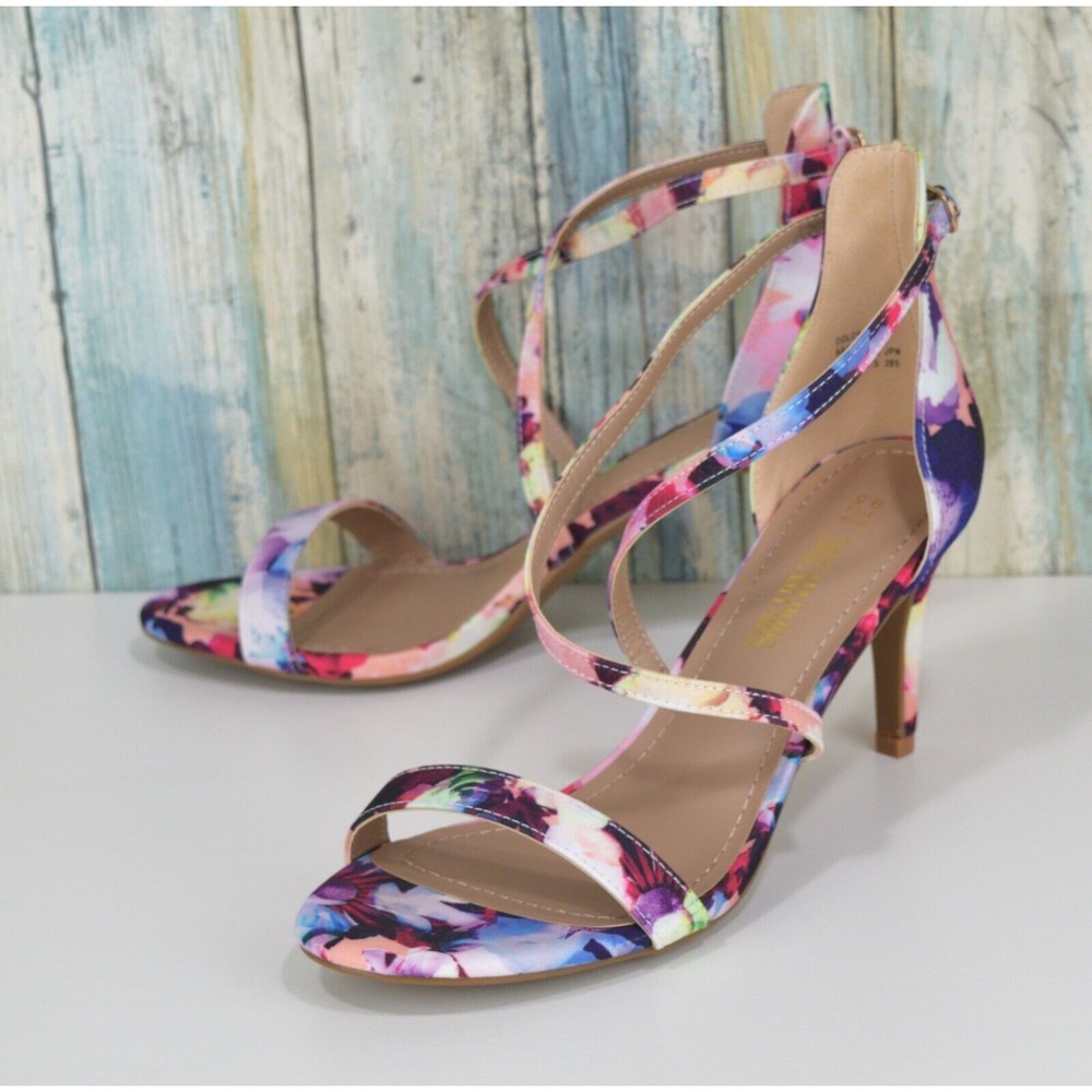DREAM PAIRS Dolce Women's Size 9.5 Floral Heels Peep Toe Multi-Color New